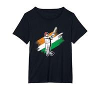 Cricket Player India Flag | Indian Cricket Team | Cricketer T-Shirt, Women's Plus, Black, 2X