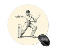 Cricket Player Mouse Pad Round Non Slip Mouse Mat Portable Design for Desktop Laptop