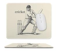 Cricket Player Mouse Pad with Stitched Edges Non Slip Mouse Mat Portable Design for Desktop Laptop
