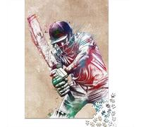 Cricket Player Watercolor Art 1000 Piece Jigsaw, 38x26cm/1000pcs