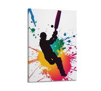 Cricket Player with Paint Splashes Wall Art, Artistic Print, Sports Poster, Unique Canvas Picture Artistic Wall Mural Modern Hanging Decor Poster20x30inch(50x75cm)