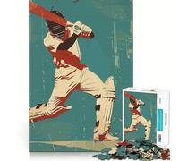 Cricket Sport Retro Style 1000 Piece Jigsaws for Teenagers Puzzle Logic Game Tight Edge Hard Challenge Night Fun (38x26cm)