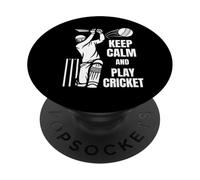 Cricket Team Batsman Silhouette Cricketer Test Match PopSockets Adhesive PopGrip