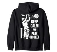 Cricket Team Batsman Silhouette Cricketer Test Match Zip Hoodie