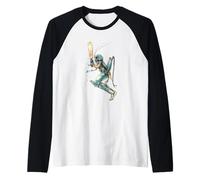 Cricket Watercolor Painting Insect Art Nature Meets Sports Raglan Baseball Tee