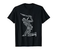 Cricketer Silhouette Sports Equipment Design Value Graphic T-Shirt, Men, Black, S