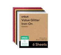 Cricut Glitter HTV Heat Transfer Vinyl | 25.4 cm × 30.5 cm | 6 Pack | Iron-On HTV Vinyl for Fabric, Ideal for Custom T-Shirts & DIY Projects