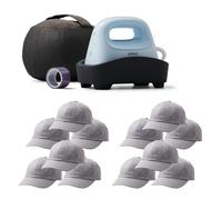 Cricut Hat Press Starter Kit - Includes Hat Heat Press & 12 Blank Ball Caps (Gray)