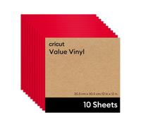 Cricut Value Vinyl | 10 Sheets | 30.5 cm x 30.5 cm (12" x 12") | Self Adhesive Permanent Vinyl for All Cricut Cutting Machines | Red