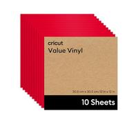 Cricut Value Vinyl | 10 Sheets | 30.5 cm x 30.5 cm (12" x 12") | Self Adhesive Permanent Vinyl for All Cricut Cutting Machines | Red