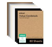 Cricut Value Cardstock Paper, Neutrals Sampler - 80 Sheets (8.5" x 11") - Compatible with Joy Xtra, Explore, & Maker Machines - Letter Size
