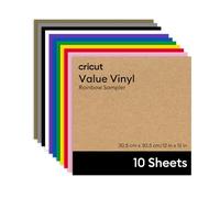 Cricut Value Vinyl | 10 Sheets | 30.5 cm x 30.5 cm (12" x 12") | Self Adhesive Permanent Vinyl for All Cricut Cutting Machines | Variety Pack