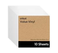 Cricut Value Vinyl | 10 Sheets | 30.5 cm x 30.5 cm (12" x 12") | Self Adhesive Permanent Vinyl for All Cricut Cutting Machines | White