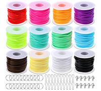 cridoz Lanyard String, Gimp String Kit with 12 Rolls Plastic Lacing Cord, 20 Pcs Snap Clip Hooks, 20Pcs Key Chain Ring Clips, 10 Pcs Lobster Clasps for Crafts, Bracelet and Lanyards