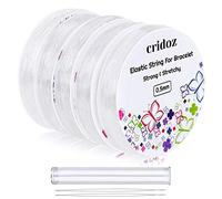 Cridoz Stretchy String for Bracelets - 5 Rolls Clear Elastic Stretch Cord With 2 Beading Needles for Jewelry, Seed Beads, Pony Beads
