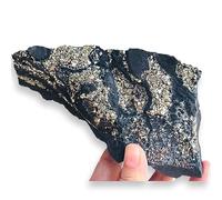 CRIGEMA Natural Raw Stone for Reiki Meditation Healing (Pyrite on Raw Shungite 8-10 CM)