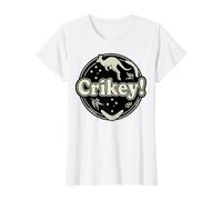 Crikey! Vintage Australian Kangaroo Badge with Boomerangs Value Graphic T-Shirt, Women, White, XS
