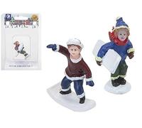 Crillys Snowboarding Children 2 Pack Collectible Miniature Village Ornaments Figures Build Your Own Christmas Scene