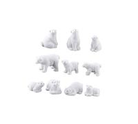 CRILSTYLEO 11 Pcs Mini Polar Bear Resin Ornaments Creative Miniature Desktop Decoration for Fairy Garden and Home Non-deforming Craft Sculptures White Mixed Style