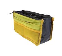 CRILSTYLEO 1pc Double-Deck Large Capacity Handbag Liner Multi-Pocket Design for Stylish Organization Yellow Foldable Tote Insert for Everyday Use