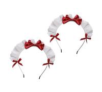 CRILSTYLEO 2 Pcs Women Bowknot Hair Clips Lolita Headwear for Girls Party Hair Hoops Lace and Bowknot Design Cosplay Headpiece for Women