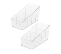CRILSTYLEO 2pcs Compartment Reusable Tea Bag Storage Box with Sugar Packet Holder Lightweight Plastic Organizer for Efficient Tea and Sugar Storage Portable and Space Saving Kitchen Accessory
