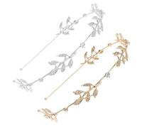 CRILSTYLEO 2pcs Leaf Crystal Headband Hairpin Alloy Hair Clip for Women Ladies Hair Clips Fashion Head Hoops for Wedding