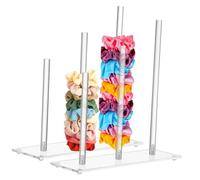 CRILSTYLEO 2pcs Stick Acrylic Hair Tie Holder Stand Hair Tool Organiser Vertical Tower Modern Elegant