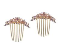 CRILSTYLEO 2pcs Stunning Rhinestone Hair Side Comb Wedding Hair Combs Bridal Hair Pieces for Black Thin Hair Wide Tooth Combs for Women