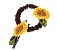 CRILSTYLEO 2pcs Sunflower Hair Barrettes and Stretch Elastic Hair Ties with Elegant Pearl Decoration Soft Rubber Hairfriendly Material Charming Pastoral Style for Daily School Party Use