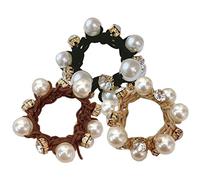 CRILSTYLEO 3pcs Pearl Scrunchies Hair Ties Elastic Ponytail Holders Hair Ropes for Boys and Girls Toddlers Girls Women