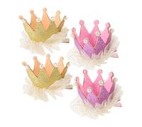 CRILSTYLEO 4pcs Boys and Girls Crown Bobby Pin Hair Clips Fashion Lace Hairpins Easy to Wear Safe for Children's Hair Random Color