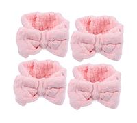 CRILSTYLEO 4pcs Pink Bow Headband for Face Washing Hair Accessory for Girls Makeup Head Wrap Adorable Hairband