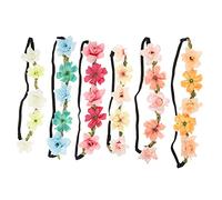 CRILSTYLEO 6pcs Artificial Red Rose Flower Wreath Headband Set Bohemia Bridal Headpiece