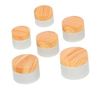 CRILSTYLEO 6PCS Frosted Glass Cream Containers Lids Refillable Empty Cosmetic Bottles for Eye Cream and Lotion for Travel and Sample Storage