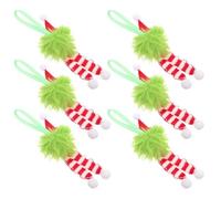 CRILSTYLEO 6Pcs Fuzzy Christmas Tree Ornaments with Santa Hat and Red White Striped Scarf, 6Cm Long Plush Holiday Hanging Balls for Festive Home Decoration
