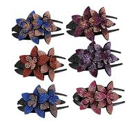 CRILSTYLEO 6pcs Rhinestone Three-tooth Duckbill Hairpin Clips of Flower Hair Claws for Women for Weddings Parties and Everyday Use