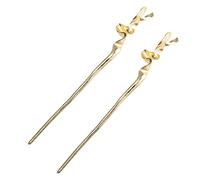 CRILSTYLEO Antique Style Hair Pin Set 2pcs Chinese Hair Chopsticks Twisted Waves Detailing for Modern Vintage Tone