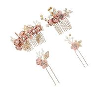CRILSTYLEO Bride to Be Decorations 4pcs Wedding Hair Comb Hairpin Set Floral Headpiece for Women Bridal Hair Clip