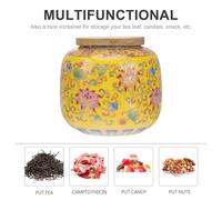 CRILSTYLEO Ceramic Tea Canister with Airtight Sealing Lid Non-absorbent Storage Container for Black Tea Green Scented Compact and Lightweight Decorative Storage Jar