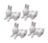 CRILSTYLEO Chopsticks Ceramic Rest 4pcs Table Chopstick Holder Spoon Fork Rest Cute Rabbit Shape Set