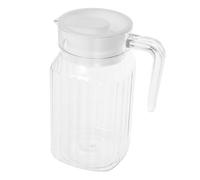 CRILSTYLEO Clear Plastic Juice Jug with Spill Resistant Lid and Spout Handle Transparent Striped Beverage Pitcher for Home and Bar Use Practical Drink Container for Juice Tea Lemonade