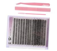 CRILSTYLEO Diy Eyelash Cluster Kit with Lash Bond Seal Individual Eyelash Extensions Pink Adhesive Tweezers Tools for Natural Look Easy Self-application Supplies
