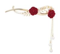 CRILSTYLEO Elegant Rose Flower Hair Bun Clip Women Hair Accessories with Pearl and Tassel