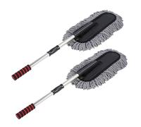 CRILSTYLEO Ergonomic Car Cleaning Brush Set 2 Pcs Car Dust Brush Non-slip Handle for Car Waxing Dashboard Cleaning Auto Detailing (grey)