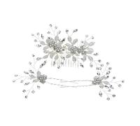 CRILSTYLEO Gilded Leaf Hair Comb and Hairpins Set for Brides Comb 2Pcs Hairpin Elegant Rhinestone Wedding Accessories Alloy Headwear for Women