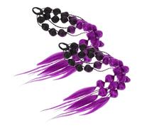 CRILSTYLEO Gradient Colored Braided Ponytail Extension for Handbraided Lightweight Bubble Hairpiece with Elastic Tie Natural Blend for Parties Festivals Rave Looks