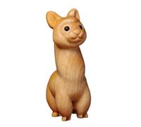 CRILSTYLEO Hand-carved Wooden Alpaca Figurine Decorative Desktop Ornament Compact Animal Craft Collectible for Home and Office Shelf Decor