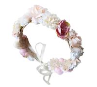 CRILSTYLEO Hawaiian Luau Party Garland Floral Hair Wreath for Halloween Flower Crown Headband Floral Headwear