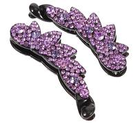 CRILSTYLEO Luxury Rhinestone Banana Clips Hair Decor for Women Glittering Ponytail Hair Pin Set of 2